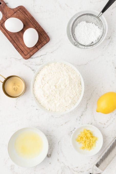 Ingredients for cake mix cookies with lemon.