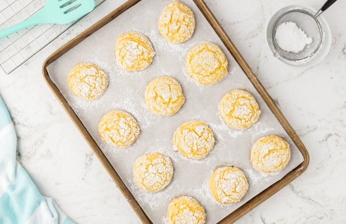 Lemon cookies on a baking tray