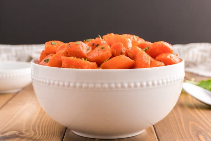 A bowl of brown sugar carrots.