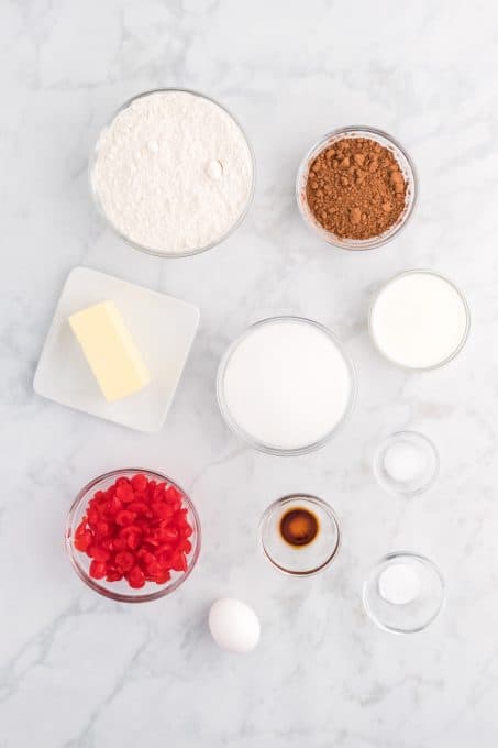 Ingredients for Chocolate Cherry Cookies.