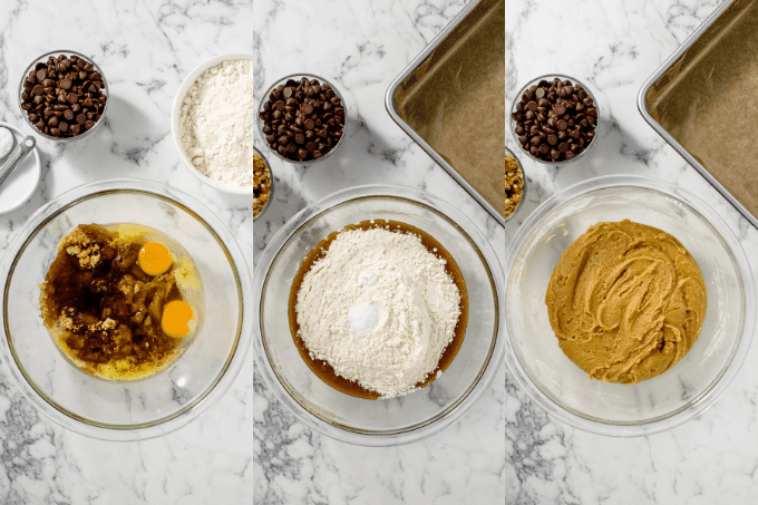 Process shots for Chocolate Chip Blondies