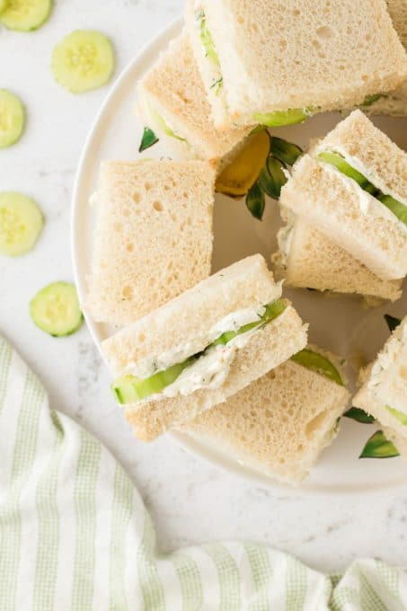 Bread, seasoned cream cheese and cucumbers - perfect for a tea party.