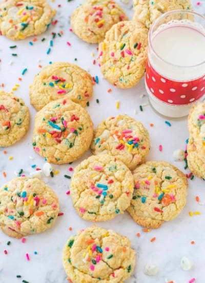 Cake Batter Cookies with sprinkles.