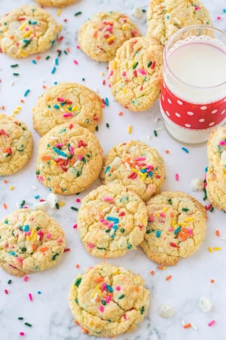 Cake Batter Cookies with sprinkles.