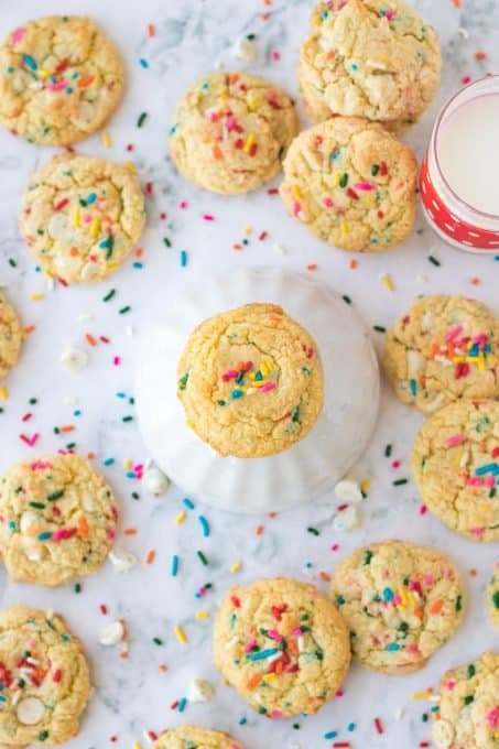 Cake Batter Cookies with sprinkles baked in.