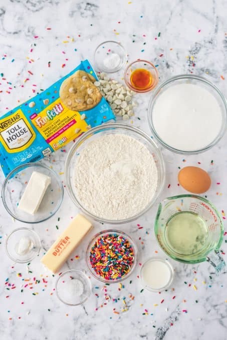 Ingredients for Sprinkle Cake Batter Cookies.