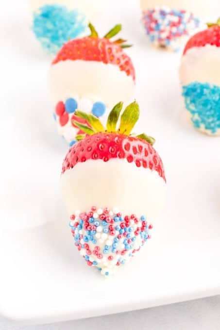 No Bake Red, White, and Blue Strawberries