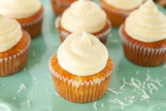 Cupcakes with pineapple and coconut.