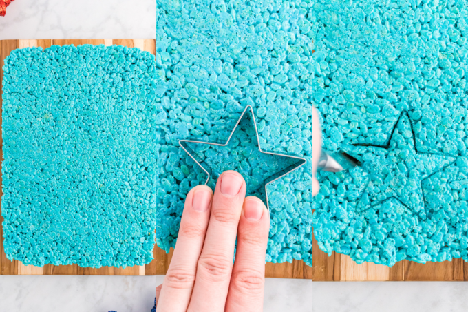 Process for cutting the Rice Krispies Treat Stars for 4th of July