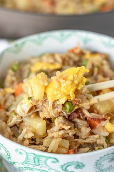 Pineapple and scrambled egg in Fried Rice.