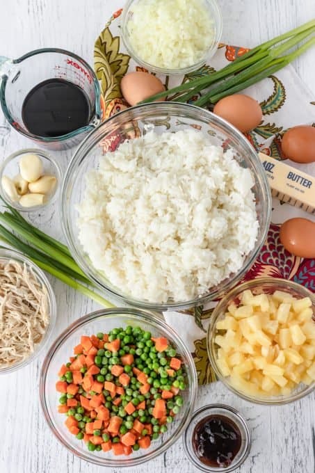 Ingredients for Chicken Fried Rice.