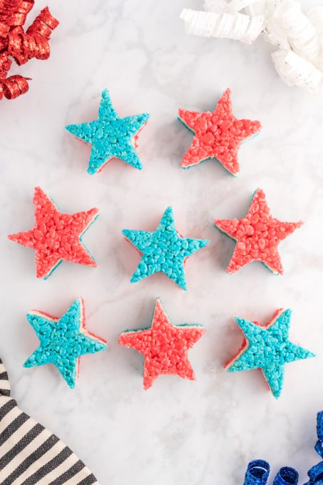 Red, white and blue stars made of Rice Krispies Treats