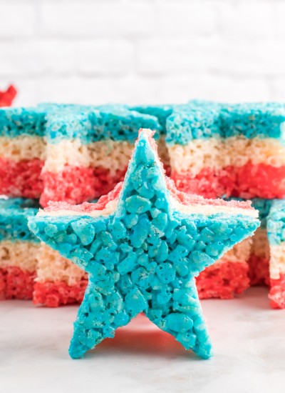 A red, white, and blue Rice Krispies star