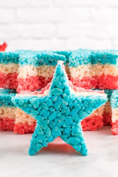 A red, white, and blue Rice Krispies star