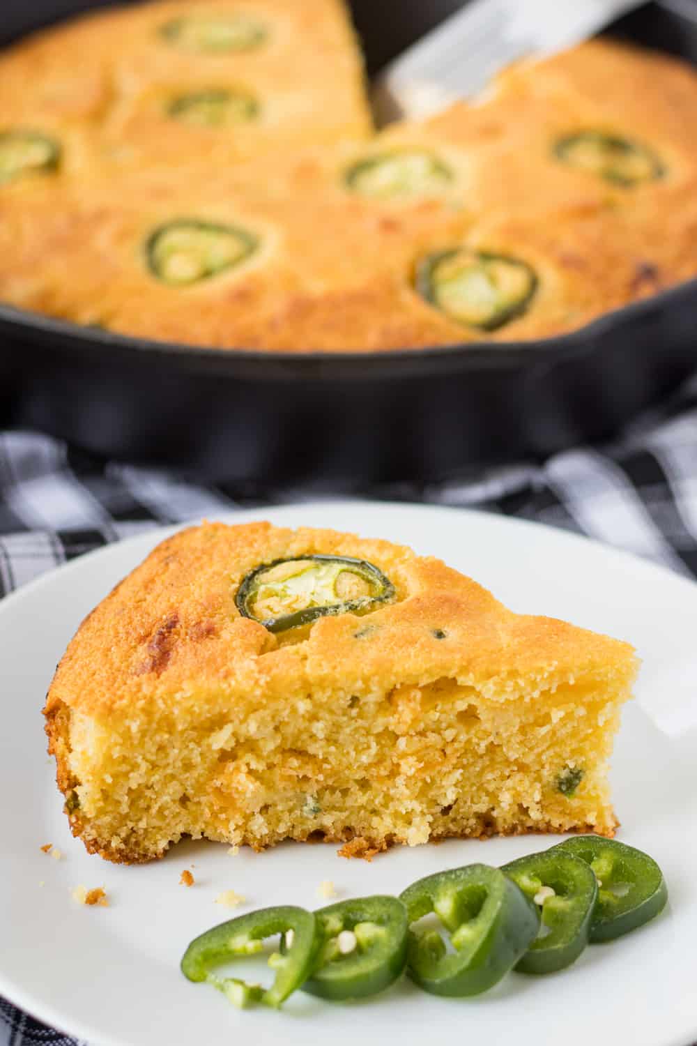 Cheesy cornbread with jalapeños.