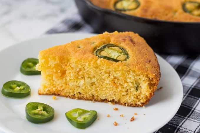 A slice of jalapeño cornbread.