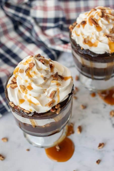 Layered soy chocolate pudding parfaits.