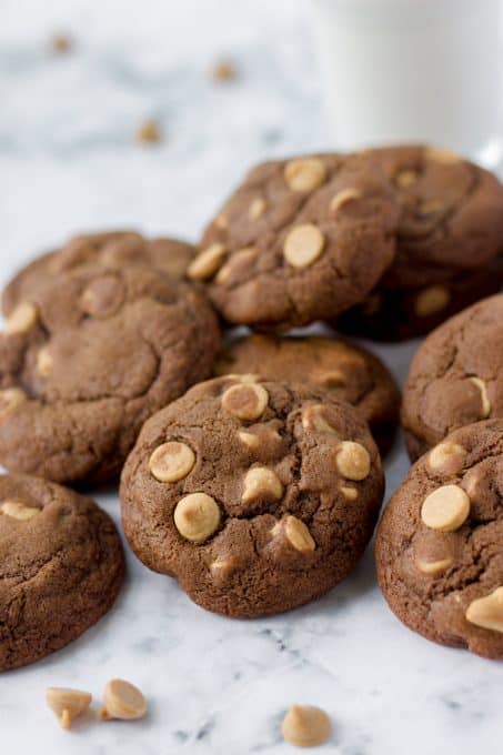 Chocolate Cookies with peanut butter chips.