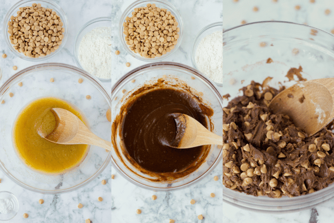 Process shots for Peanut Butter Chip Chocolate Cookies