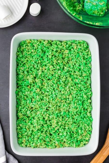 Green Rice Krispie Treats for Halloween.