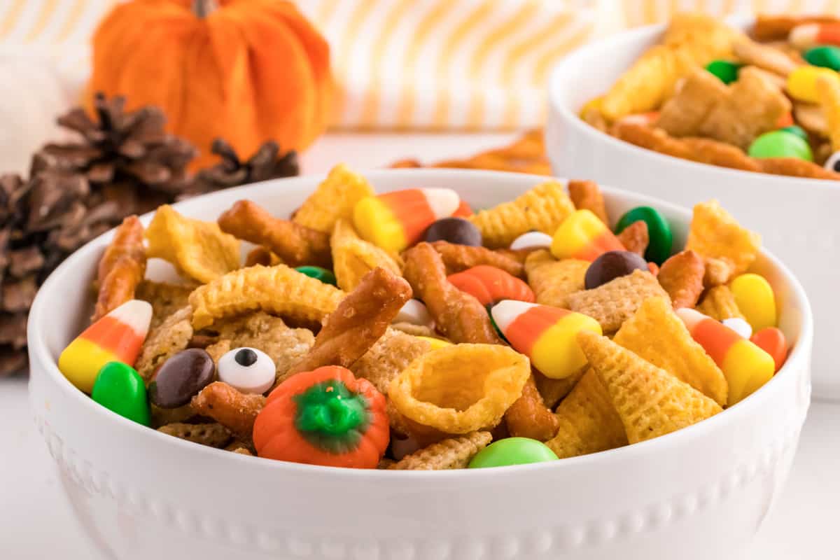Candy Corn Snack Mix  Best Halloween Snack Mix Recipe With M&Ms