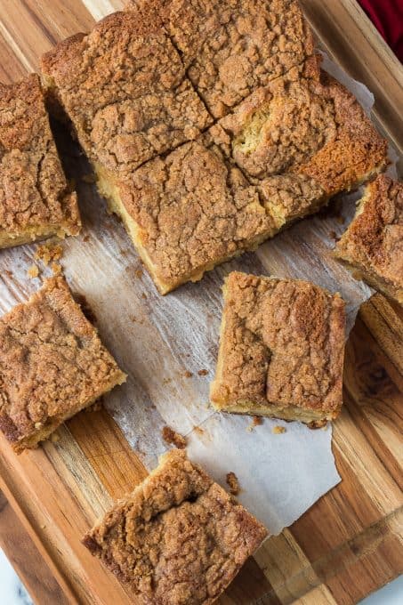 Slices of Apple Cake with a cinnamon topping.