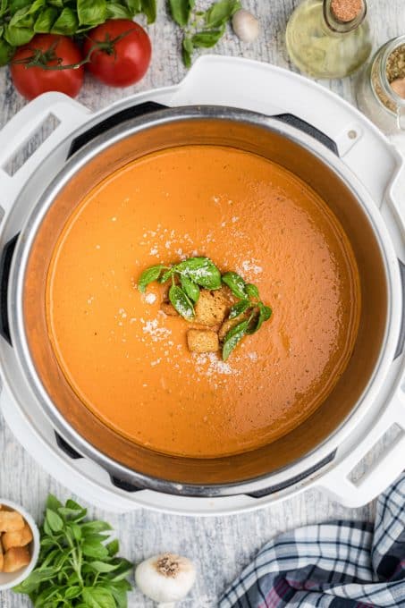 Creamy Tomato Basil Soup made in the Instant Pot