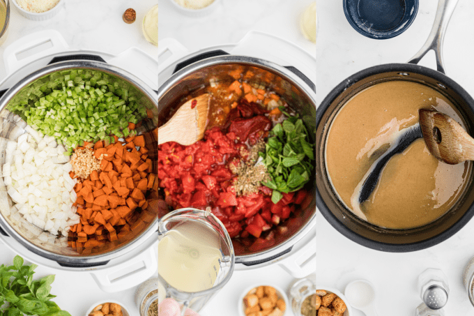 Process photos for making Tomato Soup in the Instant Pot