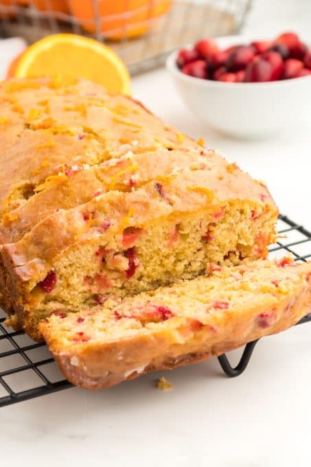 Glazed cranberry bread.