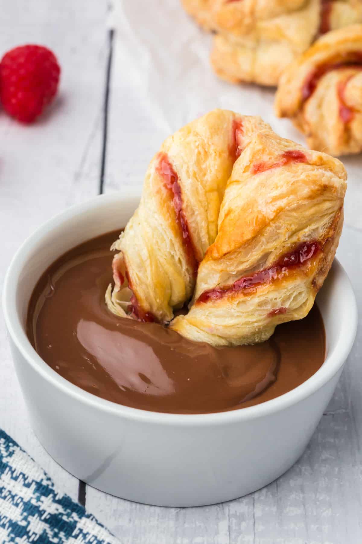 Star bread sticks dipped in Nutella.