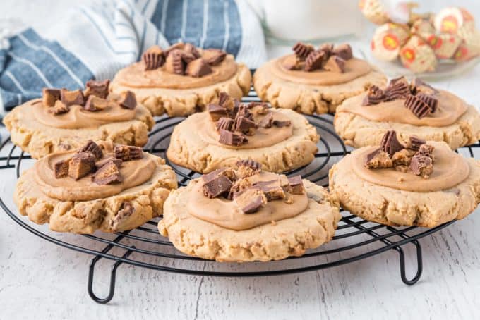 CRUMBLE Cookies with peanut butter and Reese's Peanut Butter Cups