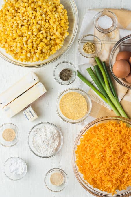 Ingredients for corn pudding.