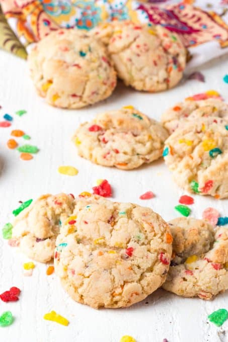 Cookies made with colorful rice cereal.