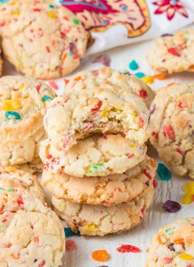 Fruity cereal makes colorful and fun cookies.
