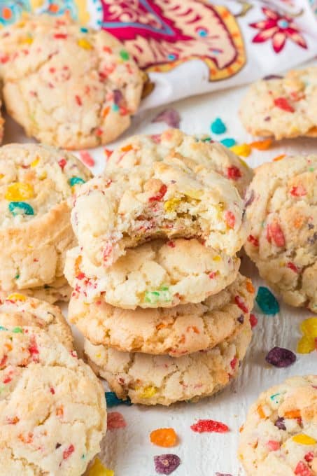 Fruity cereal makes colorful and fun cookies.