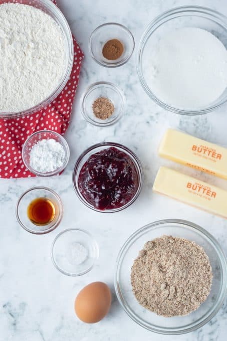 Linzer Cookie ingredients.