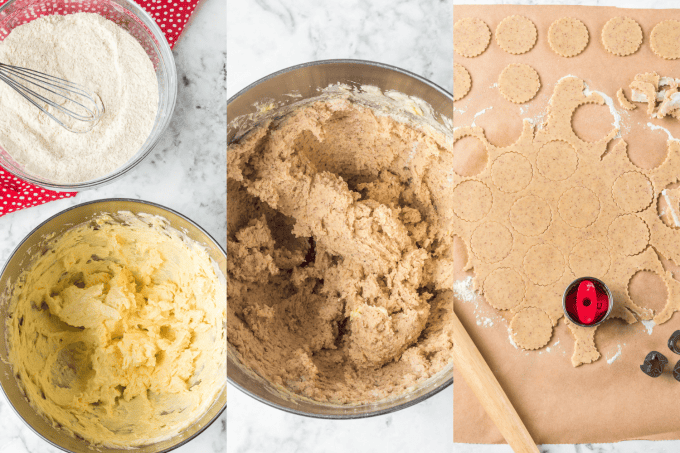 Process steps for making Linzer Cookies.