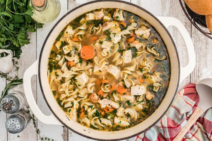 Leftover Turkey and Spinach Noodle Soup - Served From Scratch