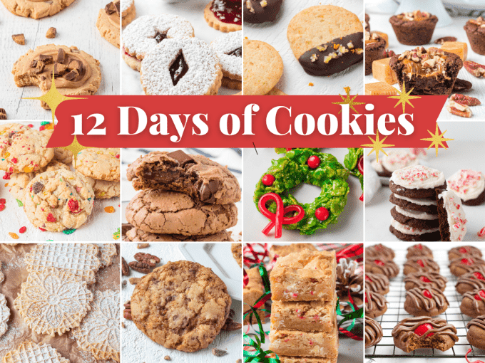 A collection of 12 Christmas cookie recipes.