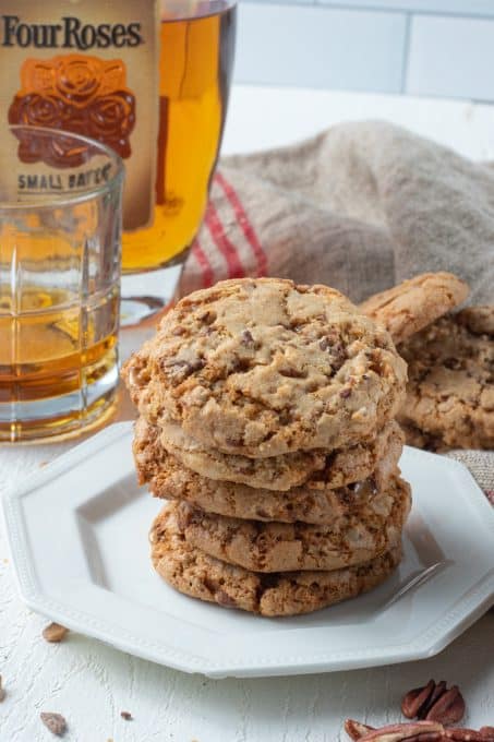 Toffee cookies with bourbon and pecans.