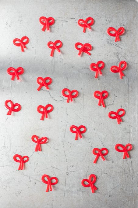 Licorice bows for cookies.