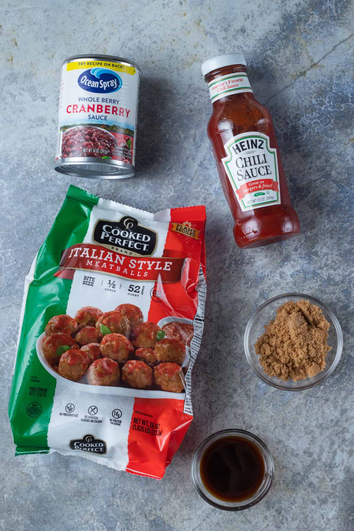 Ingredients for appetizer meatballs.