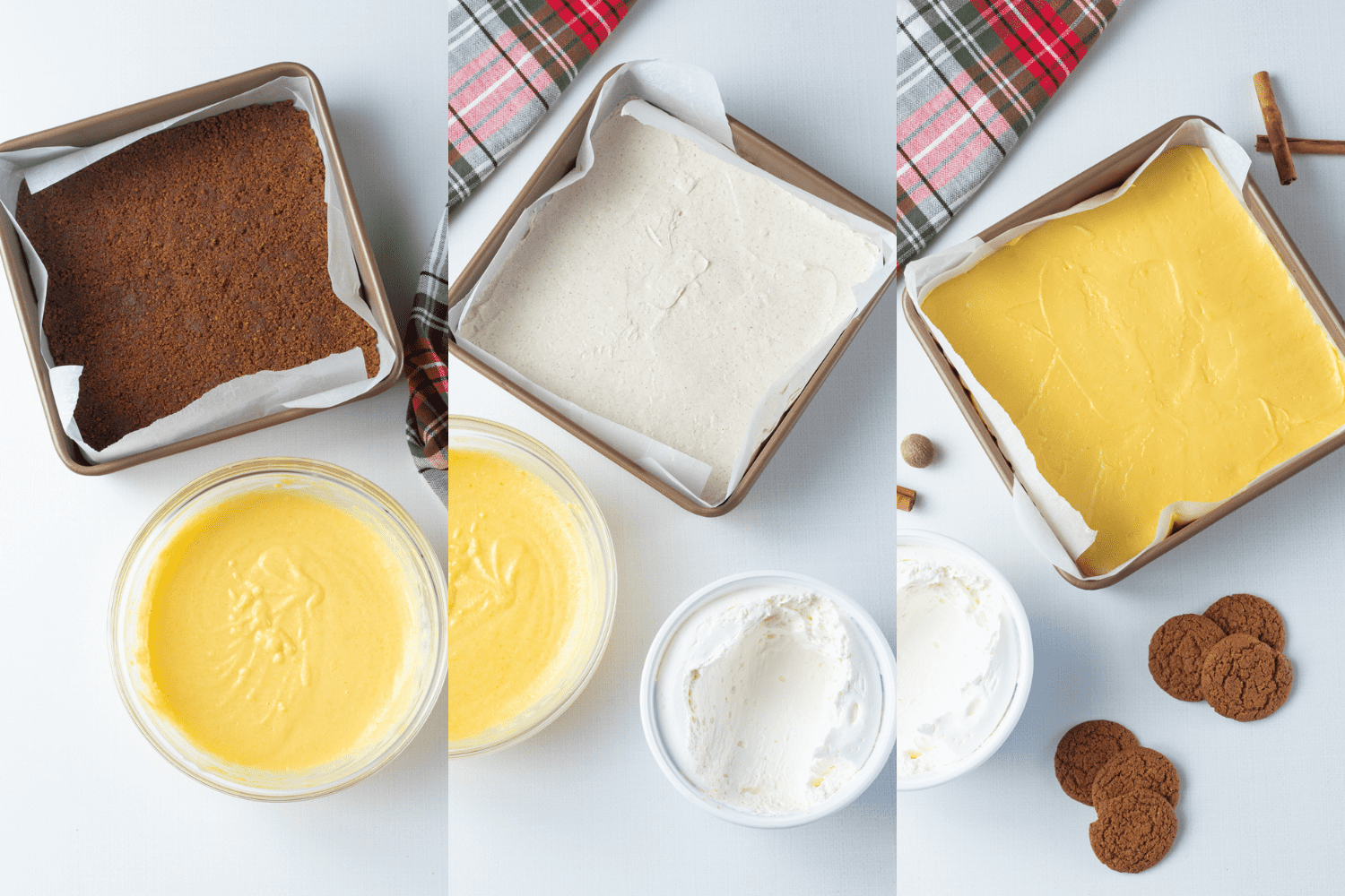 Eggnog dessert process steps.