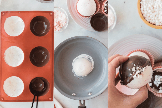 Process shots for Hot Chocolate Bombs