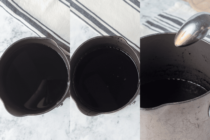Process steps for telling when a balsamic vinegar glaze is complete.