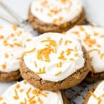 Easy Cake Mix cookies frosted with cream cheese.