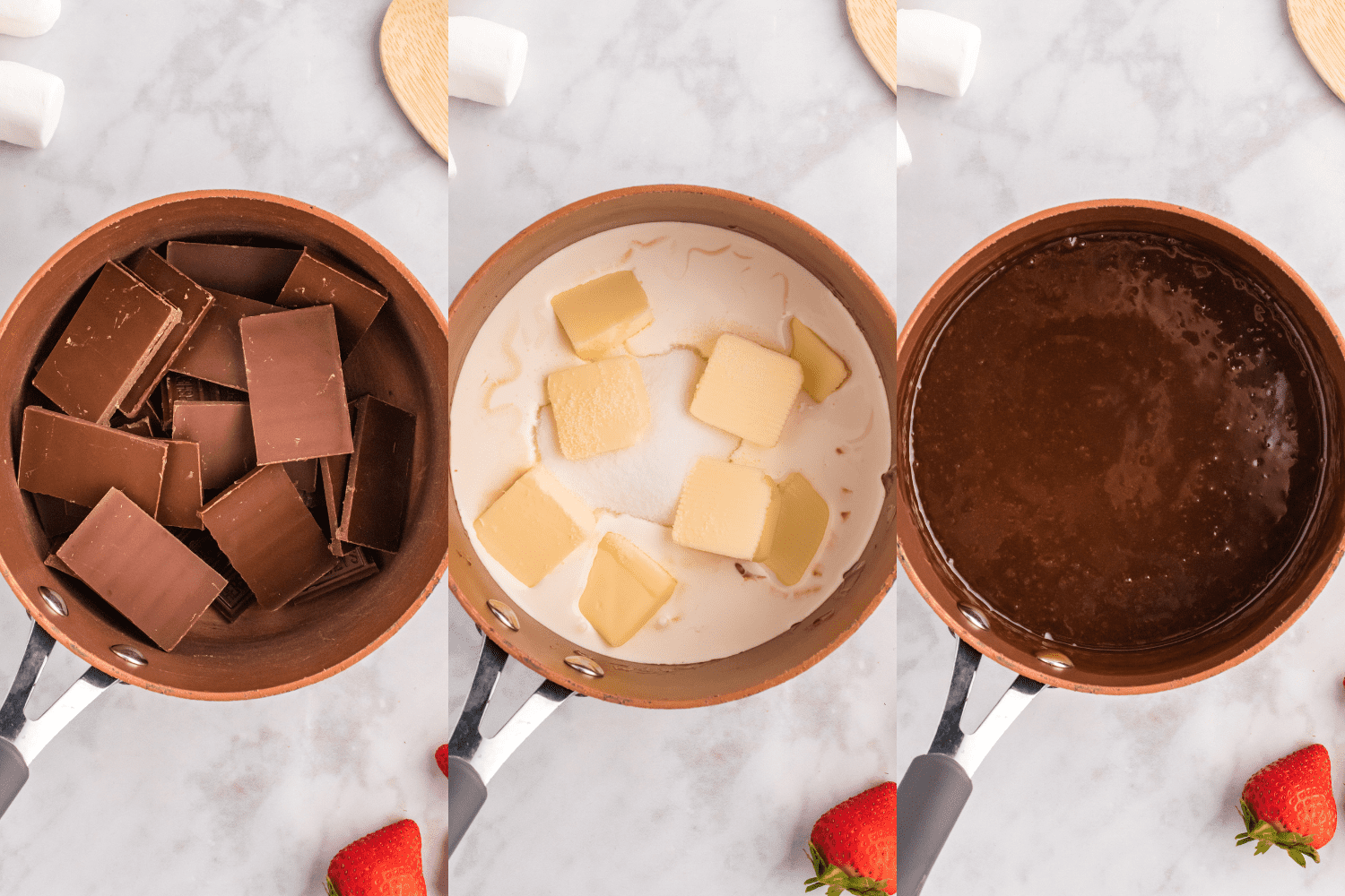 Process steps for making Chocolate Fondue