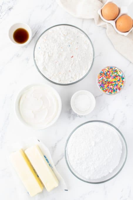 Ingredients for Funfetti Birthday Cake Cookies