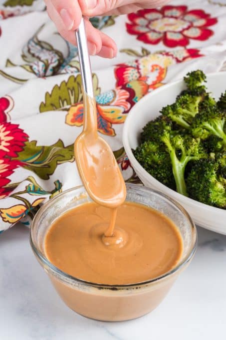 An easy peanut sauce for broccoli and other vegetables.