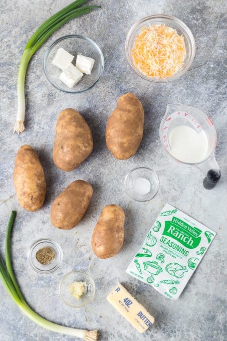 Ingredients for Mashed Potatoes with Ranch Seasoning.